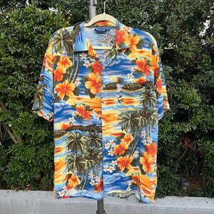 Suxxess Tropical Hawaiian Aloha Button Down Floral Multicolor Men’s Large Shirt